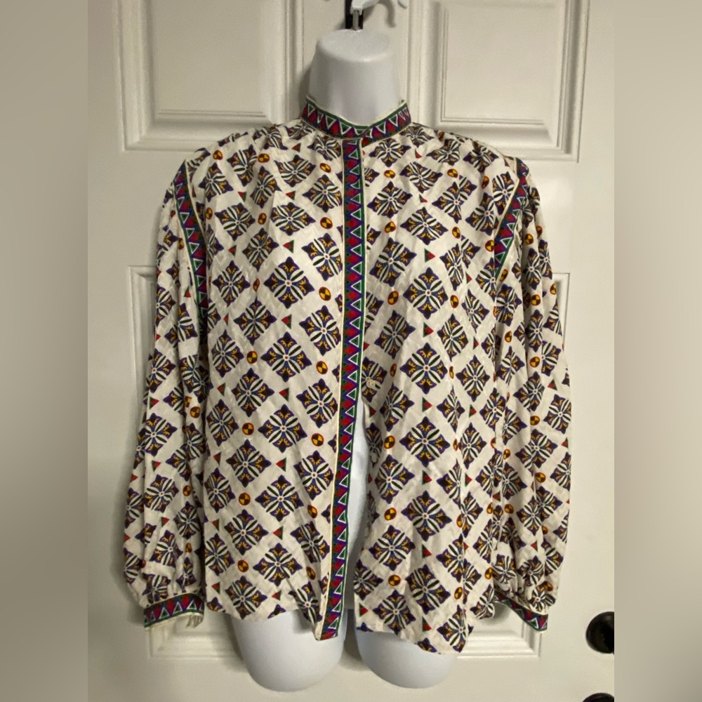 6- JERRI SHERMAN Printed SILK Blousy Shirt